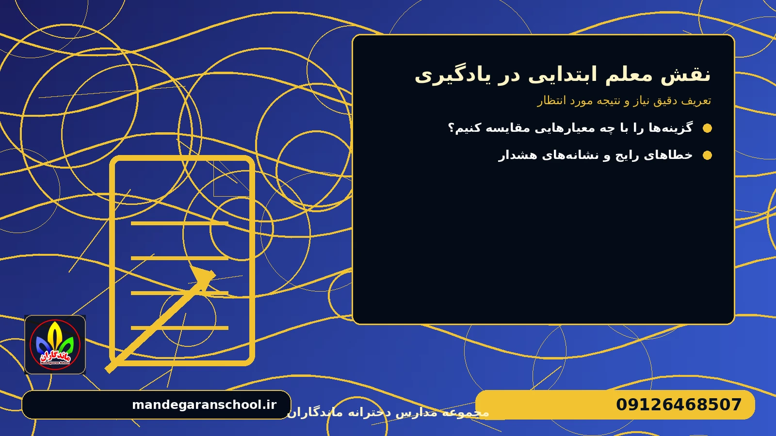 تعریف دقیق نیاز و نتیجه مورد انتظار برای نقش معلم ابتدایی در یادگیری
